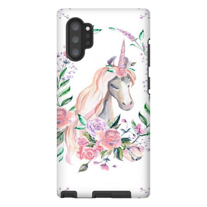 Galaxy Note 10 plus StrongFit watercolor floral unicorn by haroulita