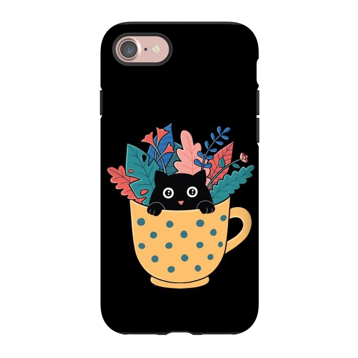 iPhone 7 StrongFit Cat and flowers by Coffee Man