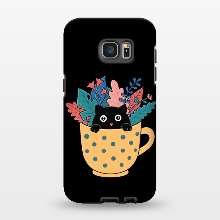 Galaxy S7 EDGE StrongFit Cat and flowers by Coffee Man