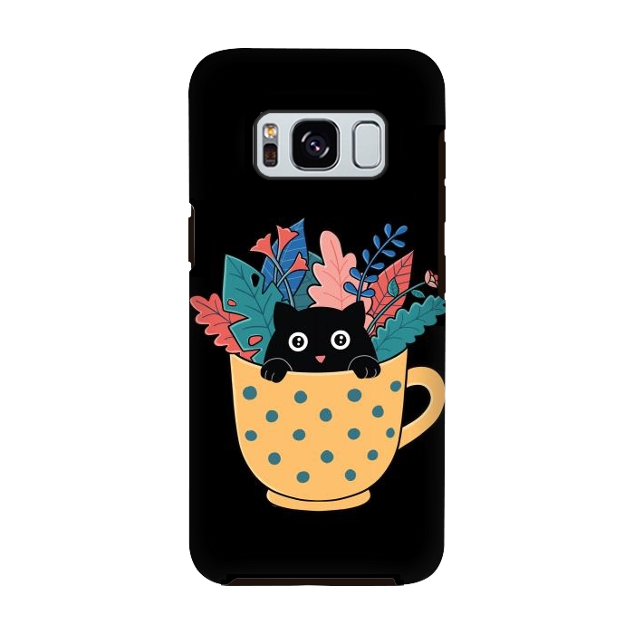 Galaxy S8 StrongFit Cat and flowers by Coffee Man