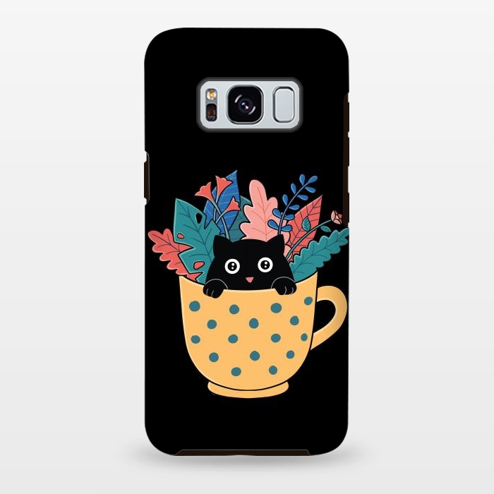 Galaxy S8 plus StrongFit Cat and flowers by Coffee Man