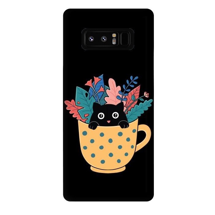 Galaxy Note 8 StrongFit Cat and flowers by Coffee Man