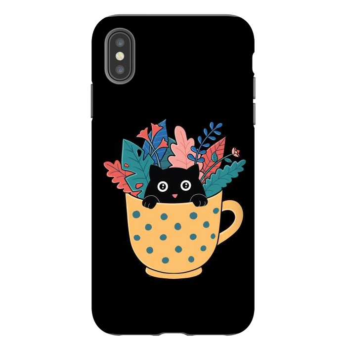 iPhone Xs Max StrongFit Cat and flowers by Coffee Man
