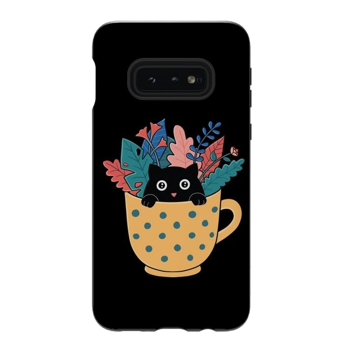 Galaxy S10e StrongFit Cat and flowers by Coffee Man