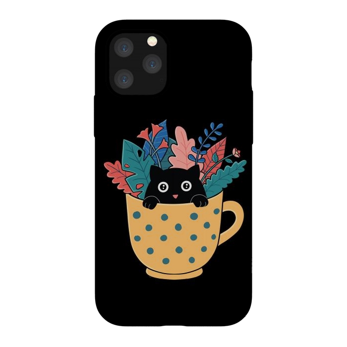 iPhone 11 Pro StrongFit Cat and flowers by Coffee Man
