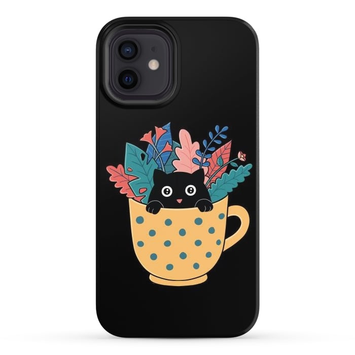 iPhone 12 StrongFit Cat and flowers por Coffee Man
