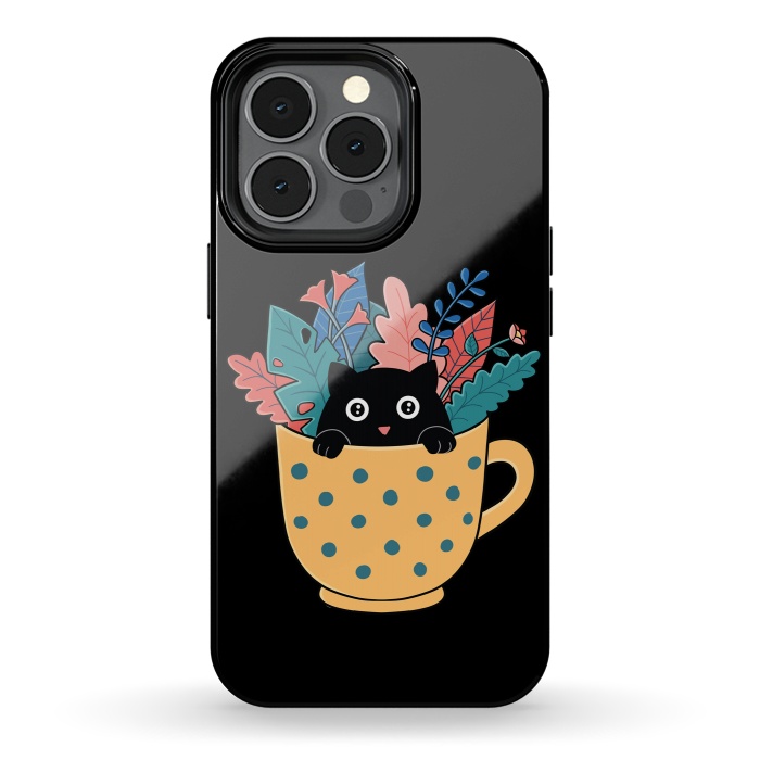 iPhone 13 pro StrongFit Cat and flowers by Coffee Man