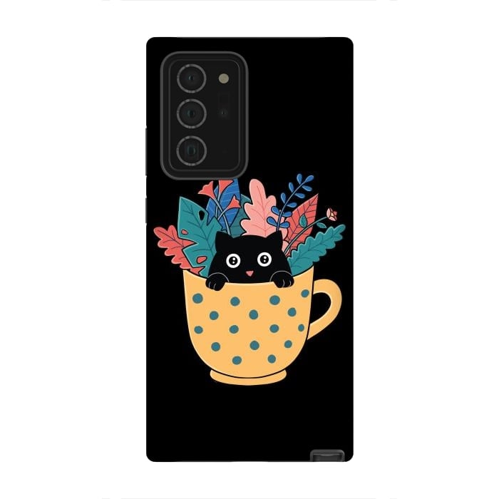 Galaxy Note 20 Ultra StrongFit Cat and flowers by Coffee Man