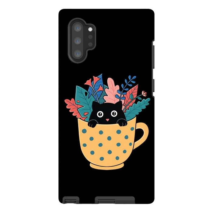 Galaxy Note 10 plus StrongFit Cat and flowers by Coffee Man