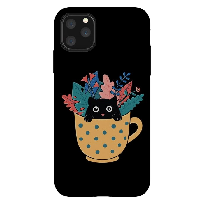 iPhone 11 Pro Max StrongFit Cat and flowers by Coffee Man