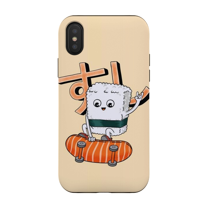 iPhone Xs / X StrongFit Sushi and skateboard by Coffee Man