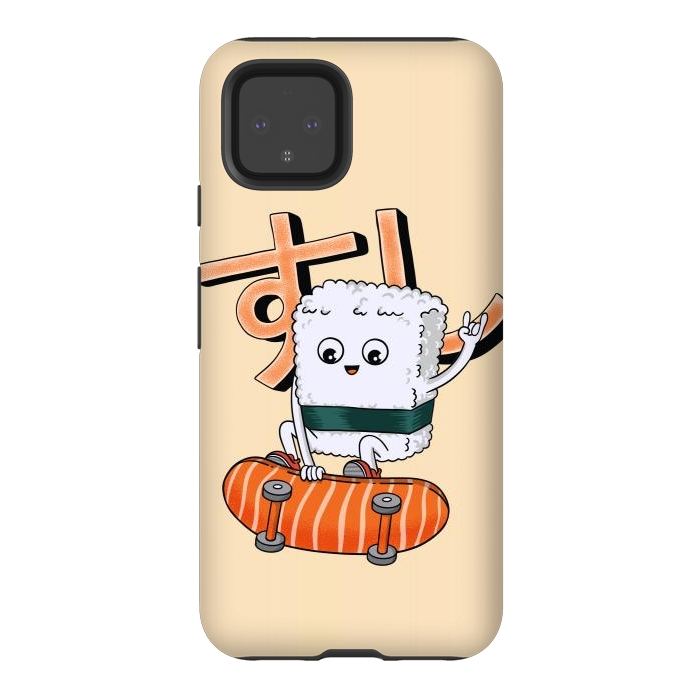Pixel 4 StrongFit Sushi and skateboard by Coffee Man