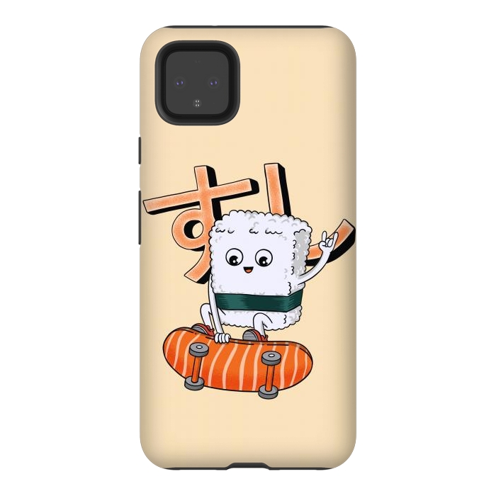 Pixel 4XL StrongFit Sushi and skateboard by Coffee Man