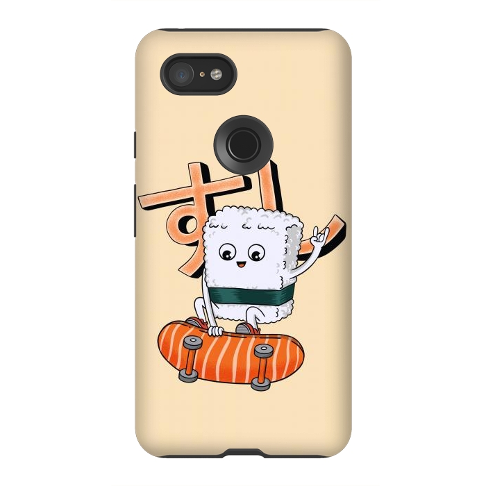 Pixel 3XL StrongFit Sushi and skateboard by Coffee Man