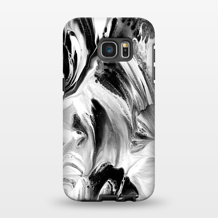 Galaxy S7 EDGE StrongFit Black and White Brushed Paint by Ashley Camille