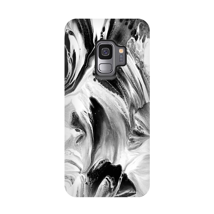 Galaxy S9 StrongFit Black and White Brushed Paint by Ashley Camille