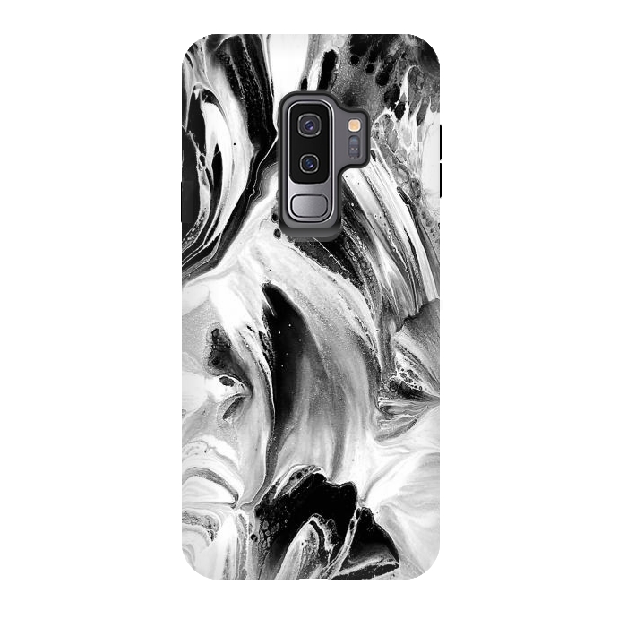 Galaxy S9 plus StrongFit Black and White Brushed Paint by Ashley Camille