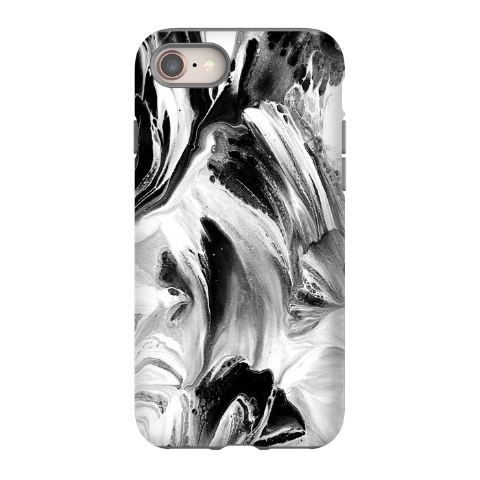 iPhone 8 StrongFit Black and White Brushed Paint by Ashley Camille