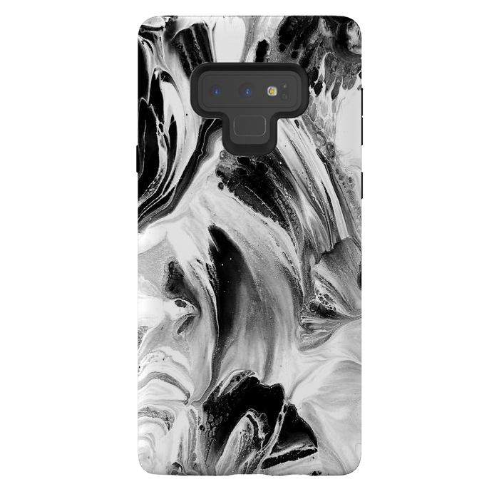 Galaxy Note 9 StrongFit Black and White Brushed Paint by Ashley Camille