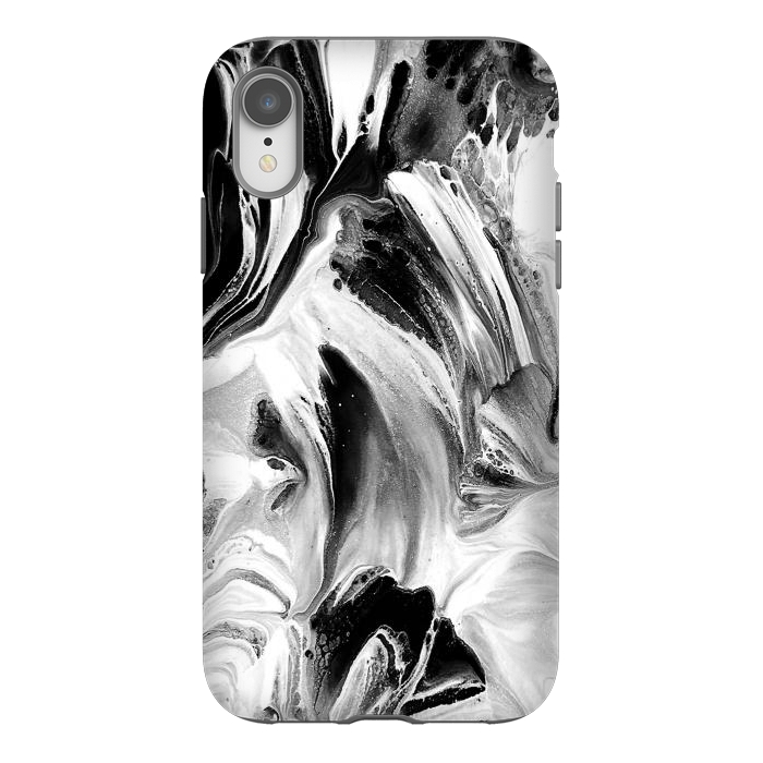 iPhone Xr StrongFit Black and White Brushed Paint by Ashley Camille