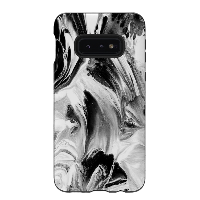 Galaxy S10e StrongFit Black and White Brushed Paint by Ashley Camille