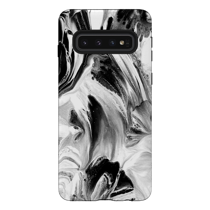 Galaxy S10 StrongFit Black and White Brushed Paint by Ashley Camille
