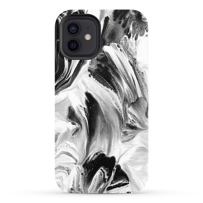 iPhone 12 StrongFit Black and White Brushed Paint por Ashley Camille