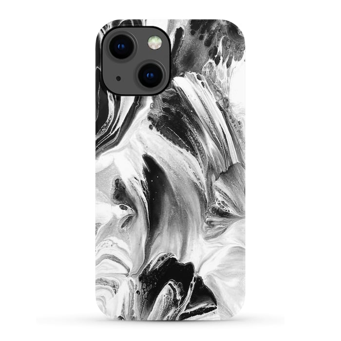 iPhone 13 SlimFit Black and White Brushed Paint by Ashley Camille