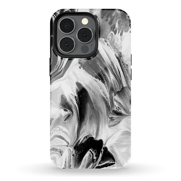 iPhone 13 pro StrongFit Black and White Brushed Paint por Ashley Camille