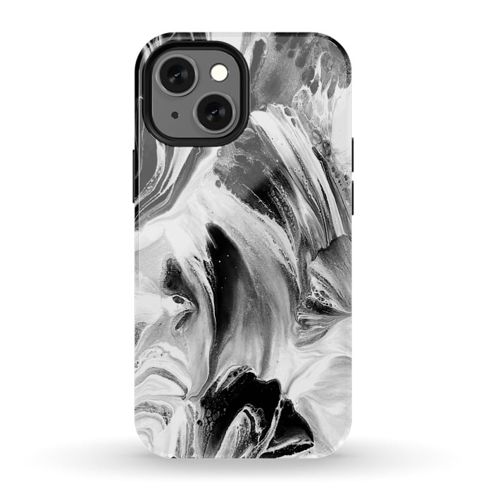 iPhone 13 mini StrongFit Black and White Brushed Paint by Ashley Camille