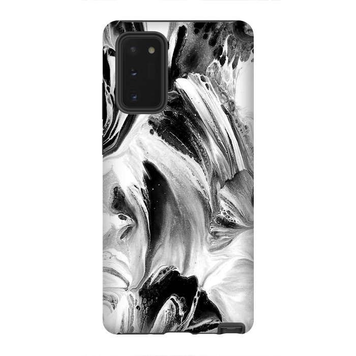 Galaxy Note 20 StrongFit Black and White Brushed Paint by Ashley Camille