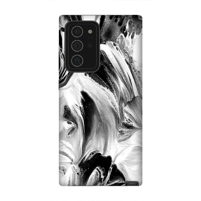 Galaxy Note 20 Ultra StrongFit Black and White Brushed Paint by Ashley Camille