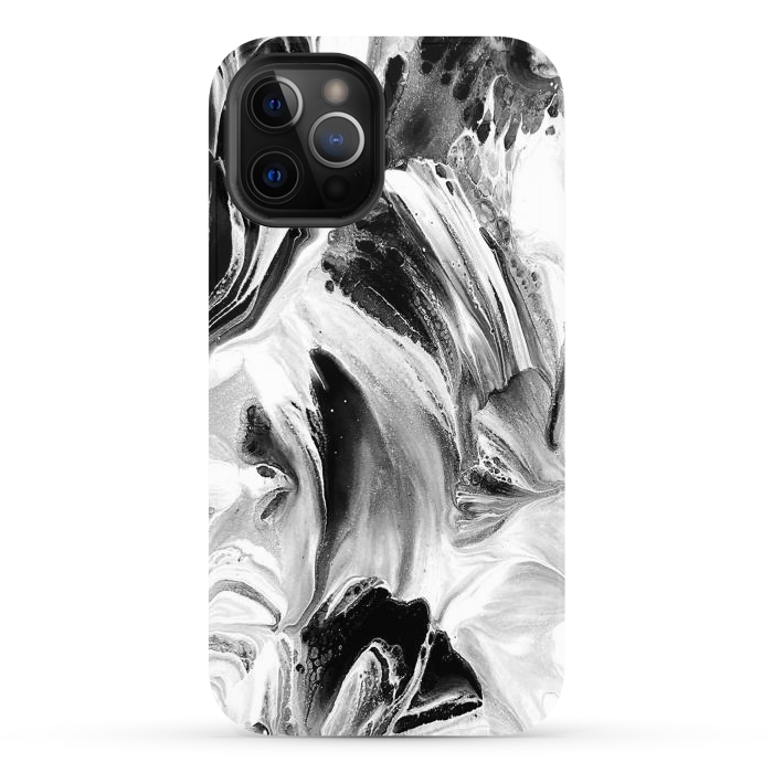 iPhone 12 Pro Max StrongFit Black and White Brushed Paint by Ashley Camille