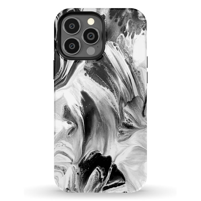 iPhone 13 Pro Max StrongFit Black and White Brushed Paint por Ashley Camille