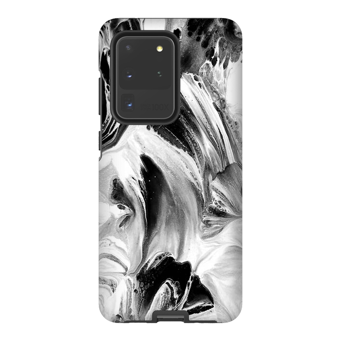 Galaxy S20 Ultra StrongFit Black and White Brushed Paint by Ashley Camille