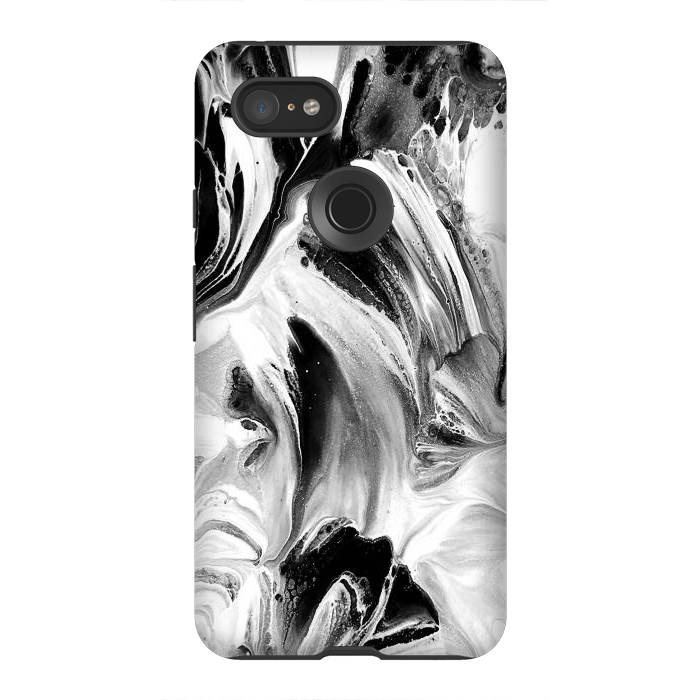 Pixel 3XL StrongFit Black and White Brushed Paint by Ashley Camille