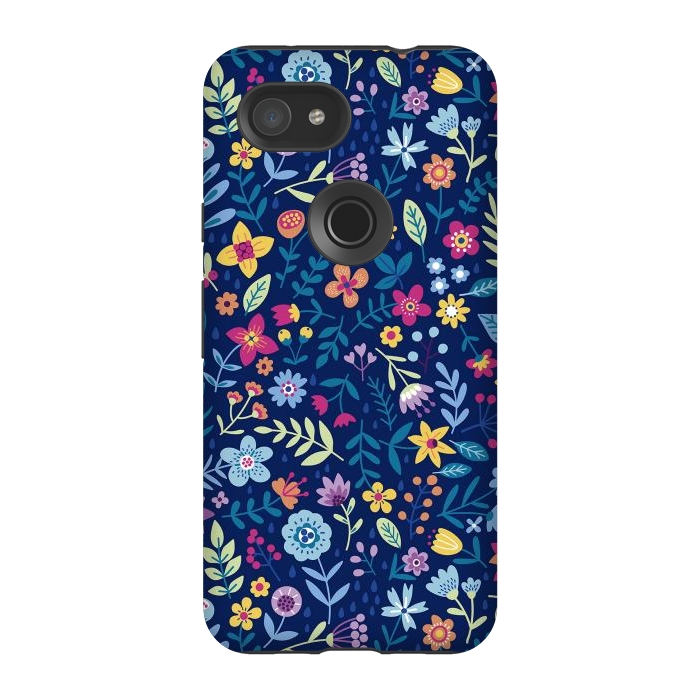 Pixel 3A StrongFit Multicolor Beautiful Flowers  by ArtsCase