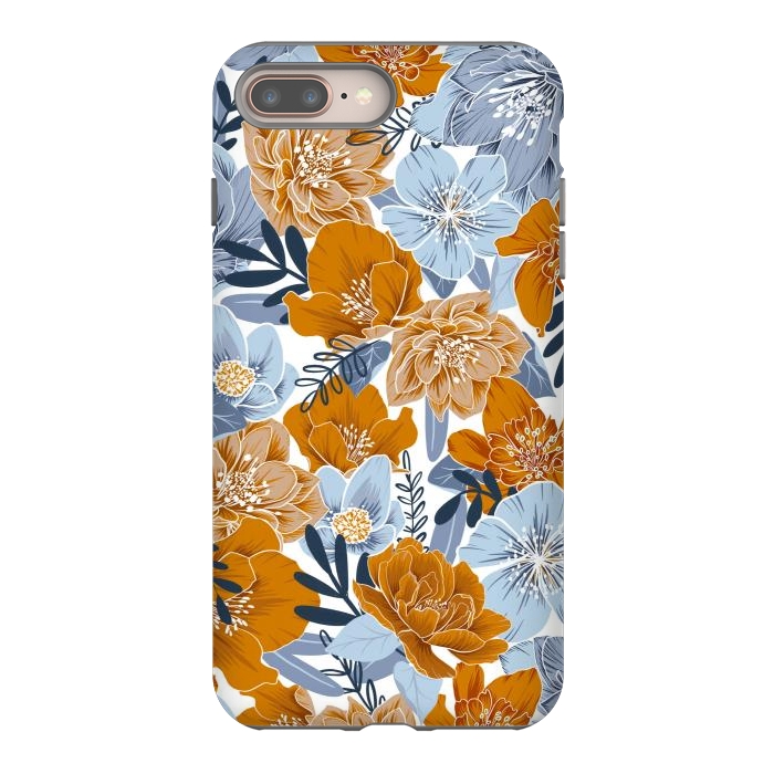 iPhone 7 plus StrongFit Cozy Florals in Desert Sun, Navy and Fog by gingerlique