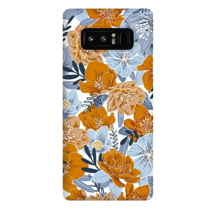 Galaxy Note 8 StrongFit Cozy Florals in Desert Sun, Navy and Fog by gingerlique