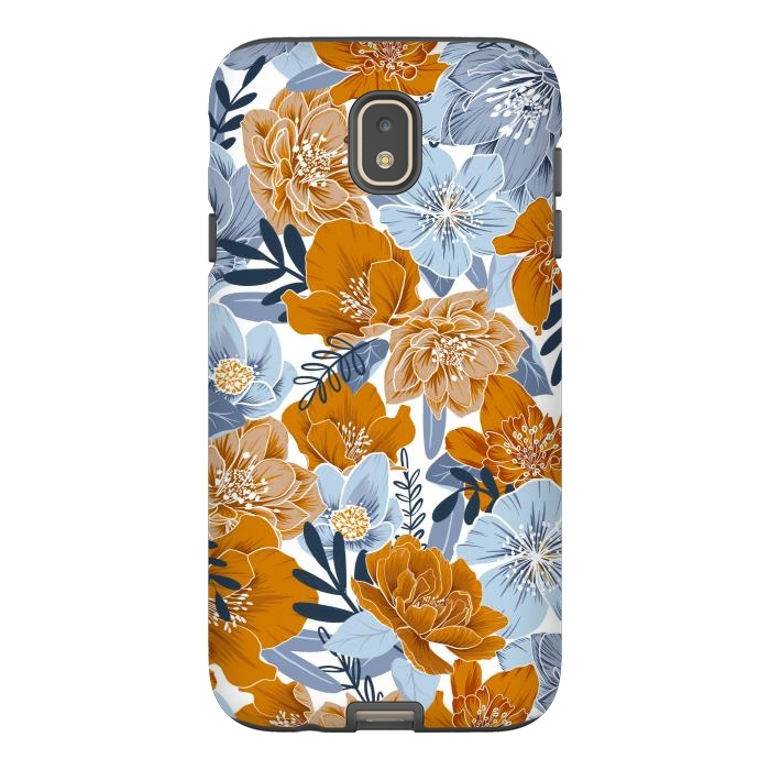 Galaxy J7 StrongFit Cozy Florals in Desert Sun, Navy and Fog by gingerlique