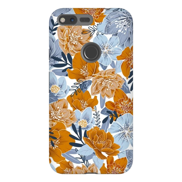 Pixel XL StrongFit Cozy Florals in Desert Sun, Navy and Fog by gingerlique