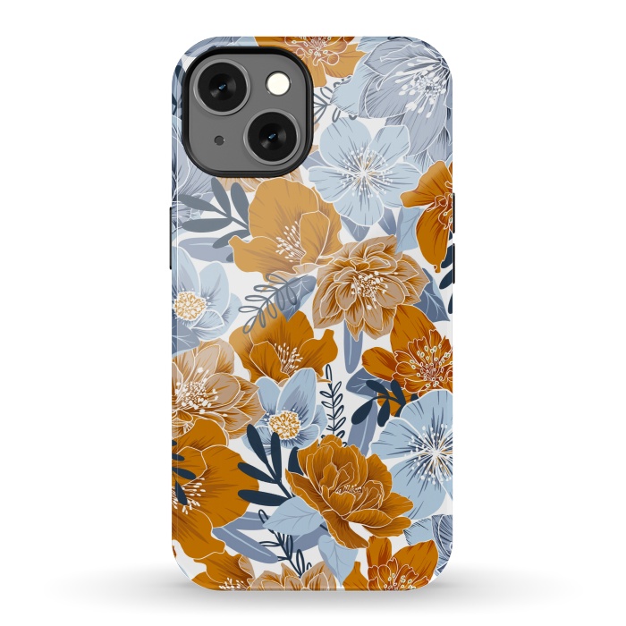 iPhone 13 StrongFit Cozy Florals in Desert Sun, Navy and Fog por gingerlique