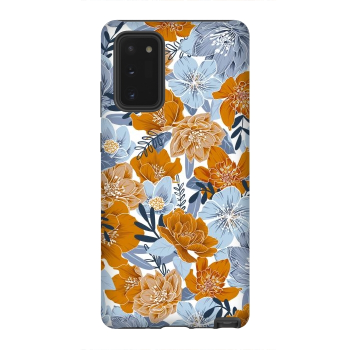 Galaxy Note 20 StrongFit Cozy Florals in Desert Sun, Navy and Fog by gingerlique