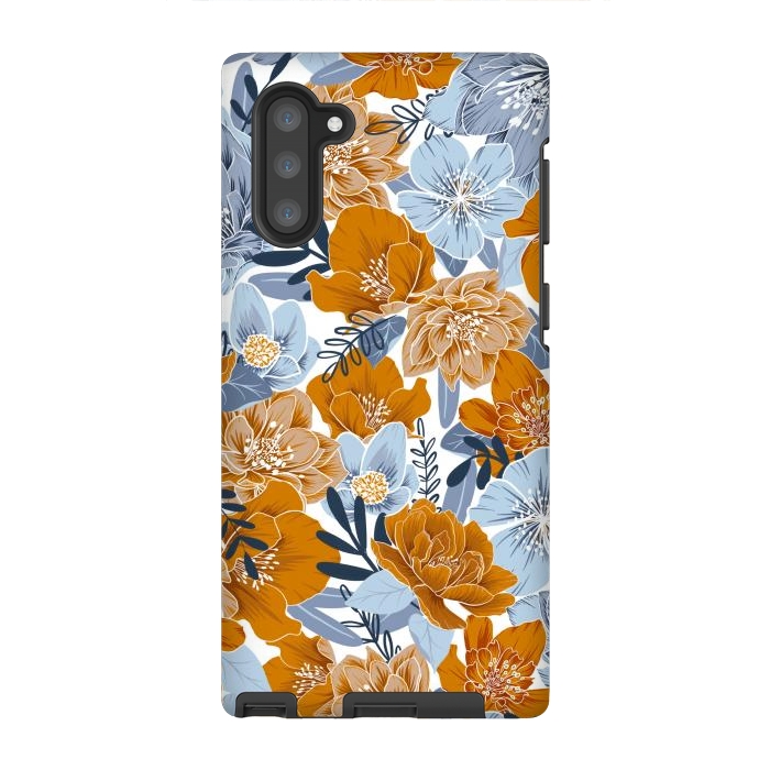 Galaxy Note 10 StrongFit Cozy Florals in Desert Sun, Navy and Fog by gingerlique