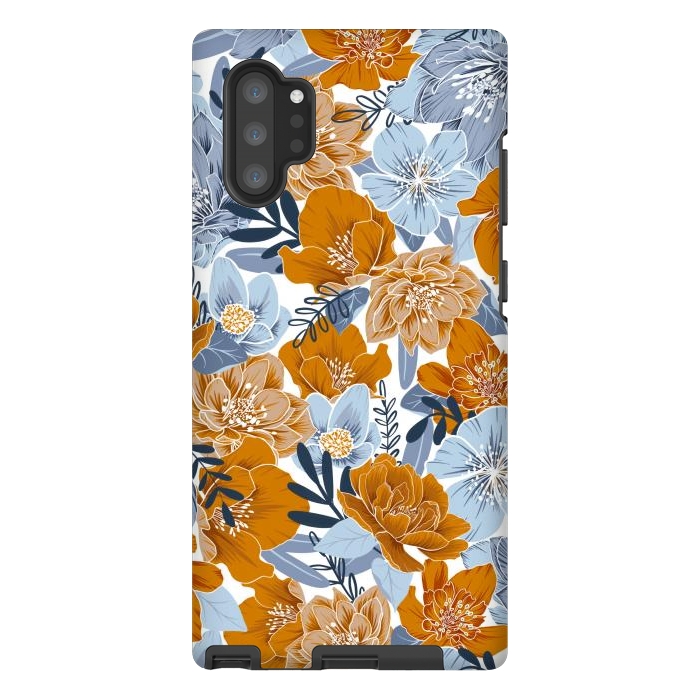 Galaxy Note 10 plus StrongFit Cozy Florals in Desert Sun, Navy and Fog by gingerlique