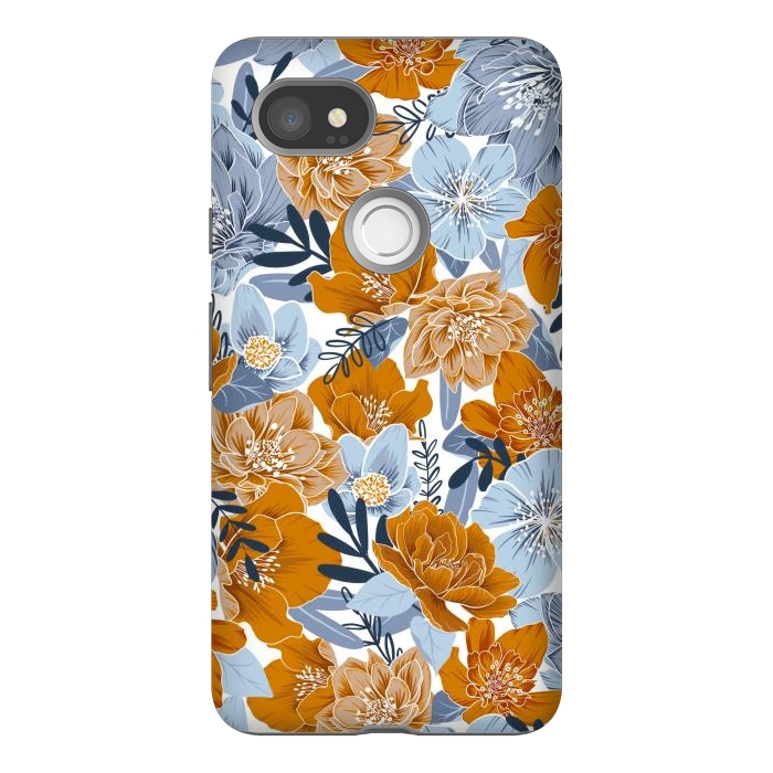 Pixel 2XL StrongFit Cozy Florals in Desert Sun, Navy and Fog by gingerlique