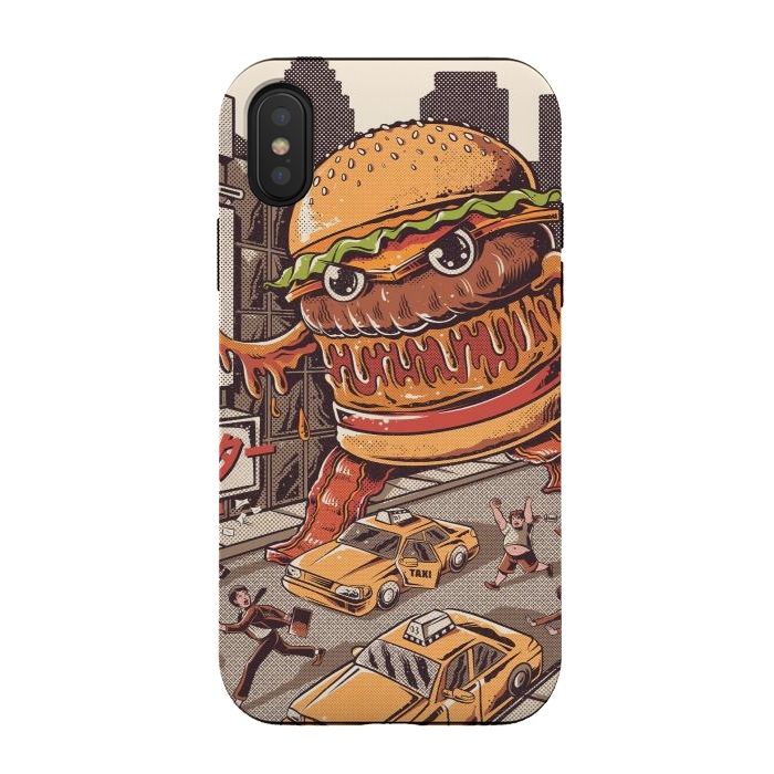 iPhone Xs / X StrongFit Burgerzilla by Ilustrata