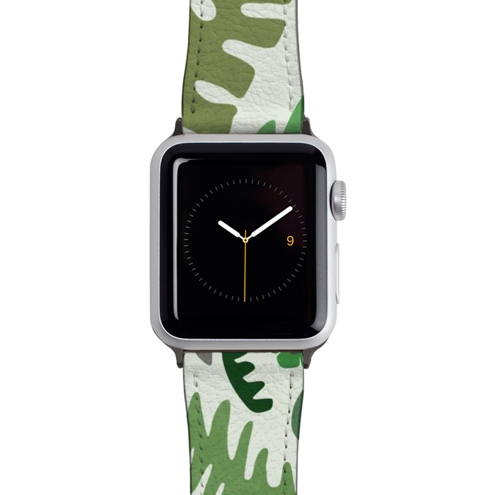 Watch 42mm / 44mm Strap PU leather Green Garden by amini54