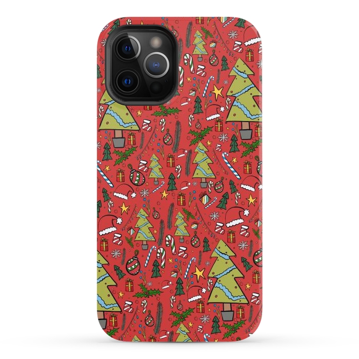 iPhone 12 Pro StrongFit The festive Xmas pattern by Steve Wade (Swade)