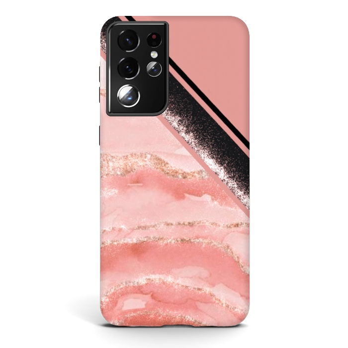 Galaxy S21 ultra StrongFit Pink glittery marble by CAS